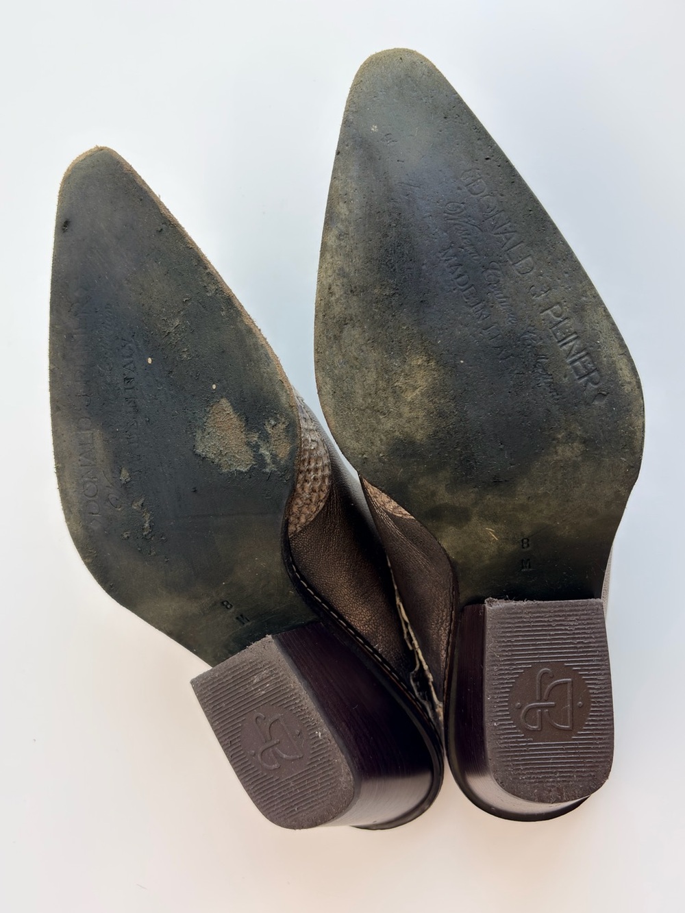 Donald J. Pliner Western Couture Collection Mule Metallic Gray Snakeskin 8M Y2K - Picture 11 of 17